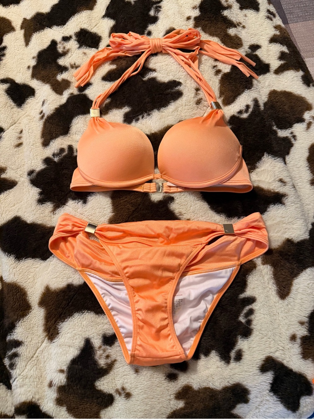 Victoria's Secret Coral Orange Halter Push-Up Bikini Set
